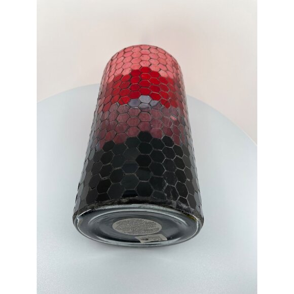 Honeycomb Hurricane Glass Mosaic 10" Tall, Charcoal Grey, Grey, Red, Light Red - Picture 10 of 13